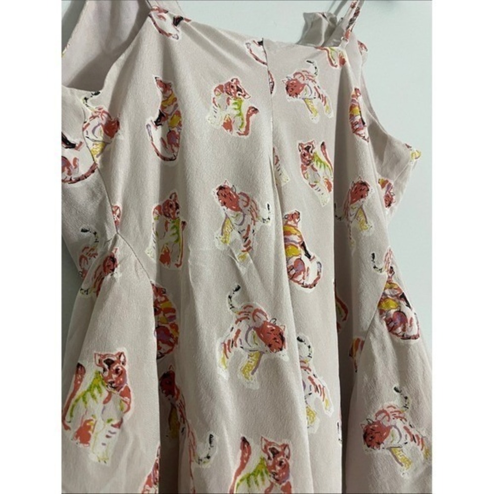 Rebecca Taylor Cami Top Silk Tiger Print Ruffle Size 4 Sleeveless Blouse - Picture 10 of 15